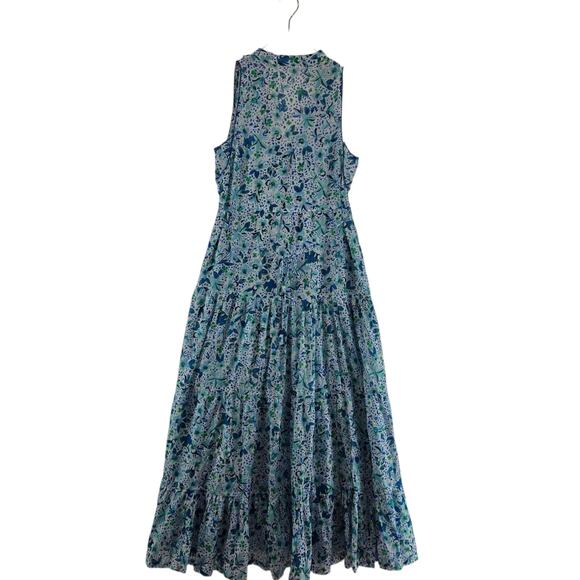Poupette St Barth Maxi Dress Womens XS Sleeveless Blue White Floral Coquette - Picture 4 of 12